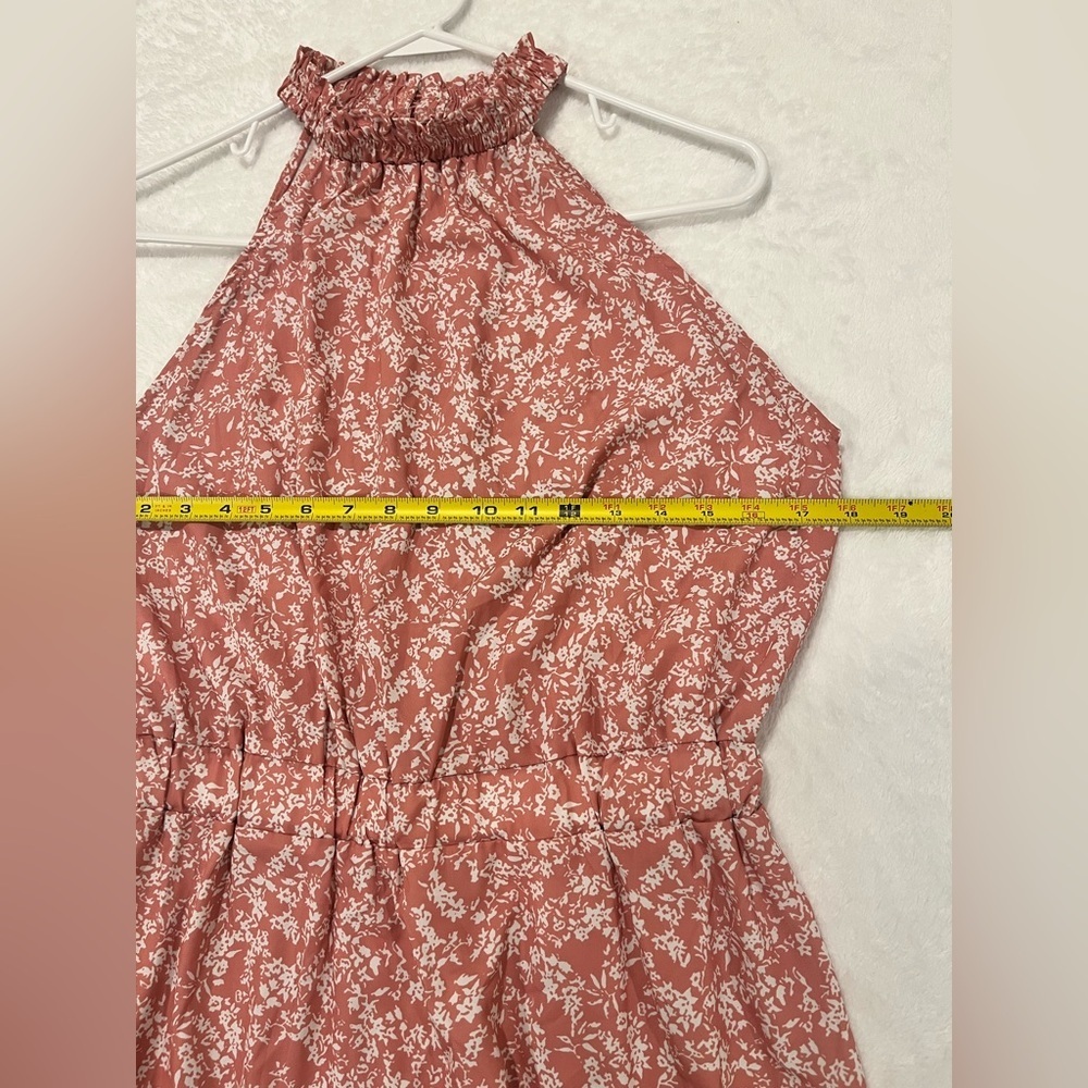 Floral Halter Neck Tiered Mini Dress in Pink - Medium - Picture 5 of 7